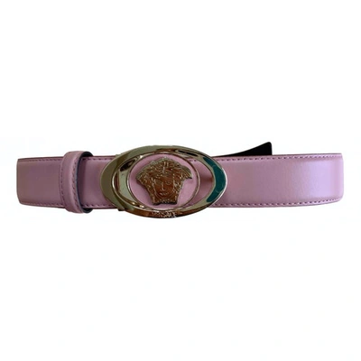 Pre-owned Versace Leather Belt In Pink