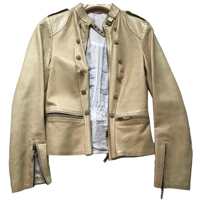 Pre-owned Brunello Cucinelli Leather Jacket In Beige