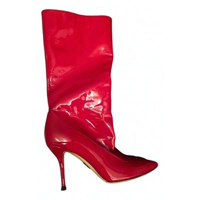 Pre-owned Paul Andrew Patent Leather Boots In Red