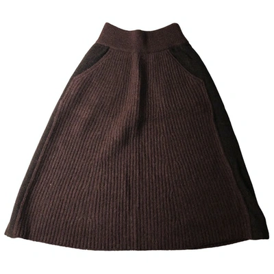 Pre-owned Fendi Wool Mid-length Skirt In Burgundy