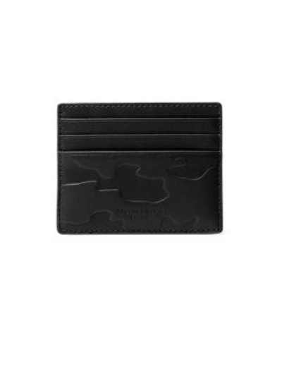 Michael Kors Embossed Leather Card Case In Black