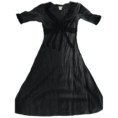 Pre-owned Cacharel Silk Mid-length Dress In Black