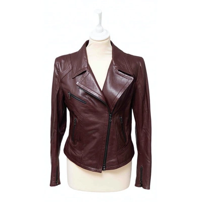 Pre-owned Allude Leather Jacket In Burgundy