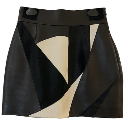 Pre-owned Fausto Puglisi Leather Mini Skirt In Black