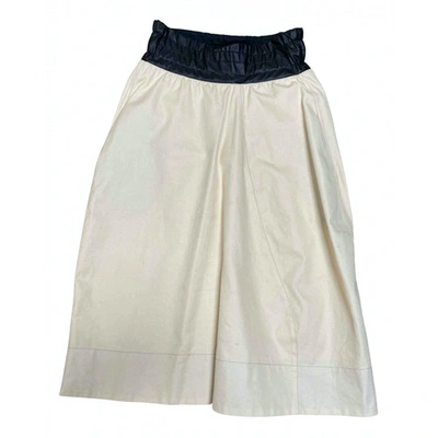 Pre-owned Plan C Mid-length Skirt In Ecru