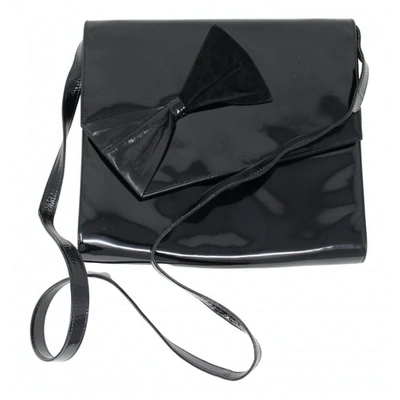 Pre-owned Bruno Magli Patent Leather Clutch Bag In Black