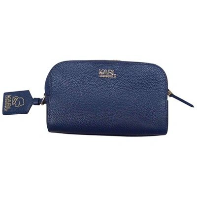 Pre-owned Karl Lagerfeld Leather Clutch Bag In Blue