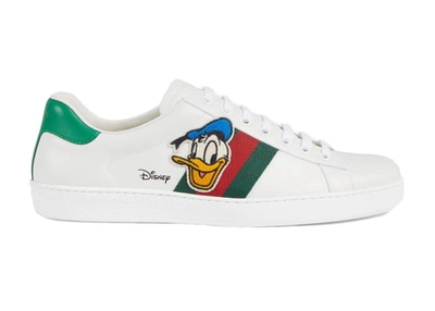 Pre-owned Gucci  Ace X Disney Donald Duck In White/multicolor