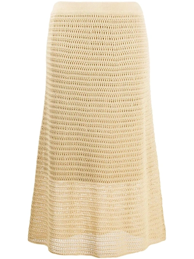 Vince Knitted Pencil Skirt In Neutrals