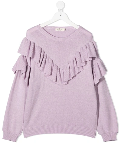 Andorine Kids' Ruffle Trim Jumper In Purple