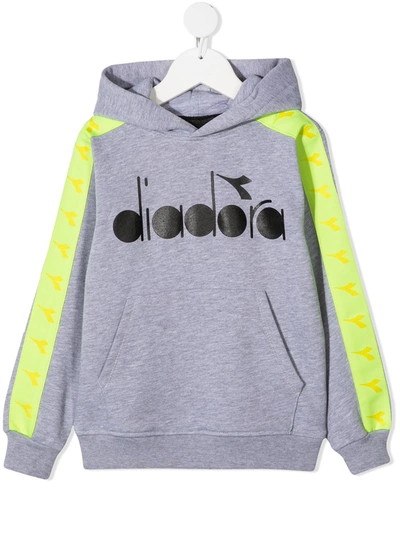 Diadora Junior Kids' Logo-print Hoodie In Grey