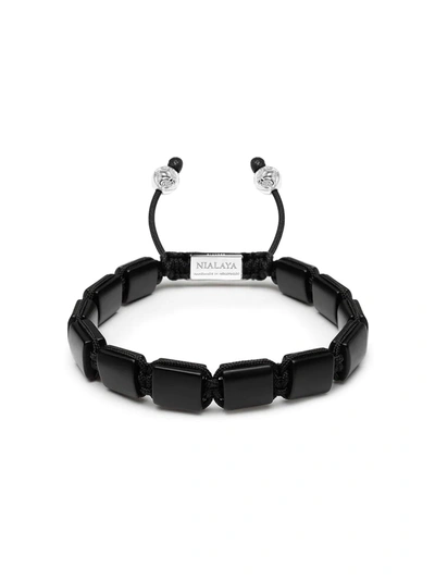 Nialaya Jewelry Gemstone-embellished Beaded Bracelet In Black