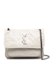 Saint Laurent Niki Small Quilted Leather Crossbody In White/silver