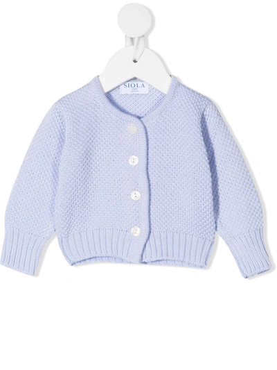 Siola Kids' English-knit Cardigan In Blue