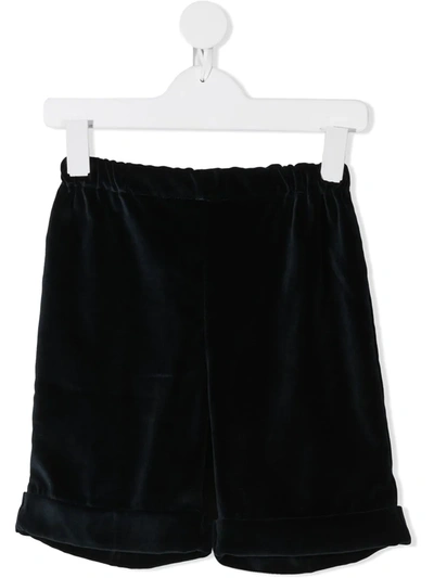 Siola Kids' Velvet-effect Shorts In Blue