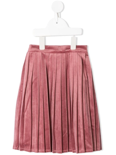 Velveteen Kids' Paola Velvet Pleated Skirt In Pink