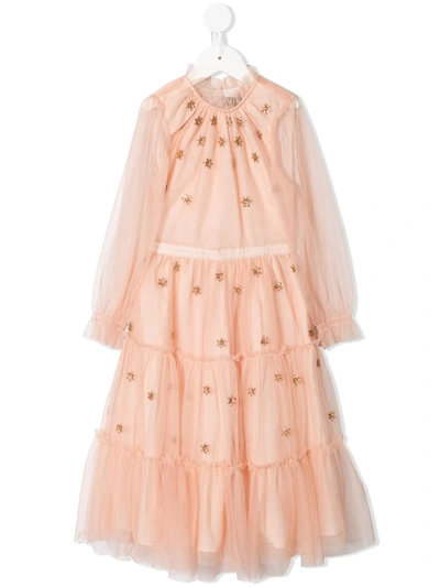 Velveteen Kids' Carolina Glitter-embellished Tiered Tulle Dress In Pink