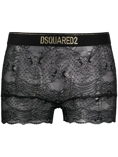 Dsquared2 Floral Lace Briefs In Black