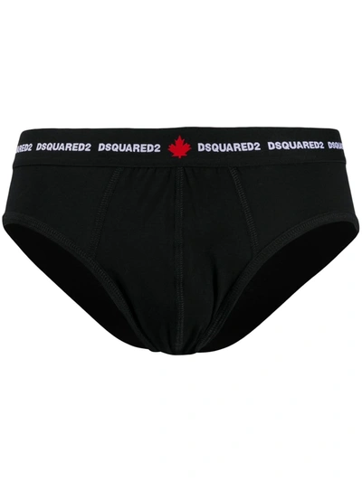 Dsquared2 Logo Waistband Briefs In Black