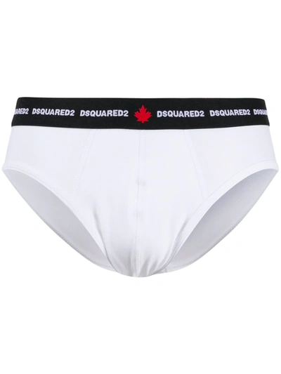 Dsquared2 Logo Waistband Briefs In White