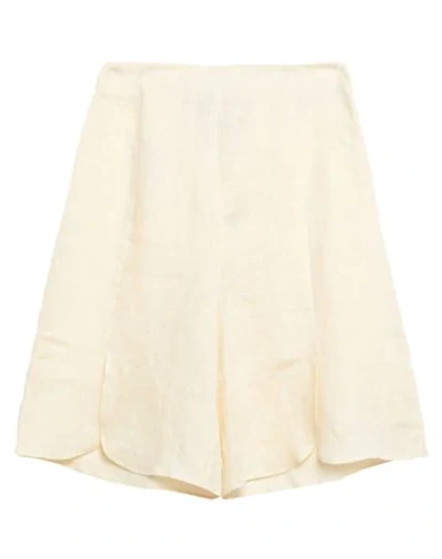 L'autre Chose L' Autre Chose Woman Shorts & Bermuda Shorts Ivory Size 2 Linen In White