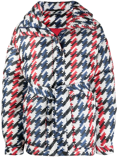 Perfect Moment Graphic Houndstooth Print Padded Jacket In White
