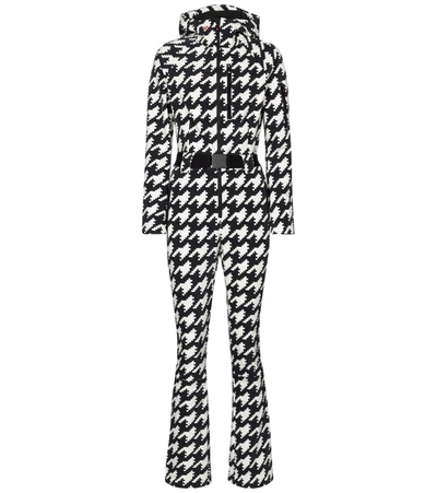 Perfect Moment Star Houndstooth Ski Suit In Black-white-houndstooth-print