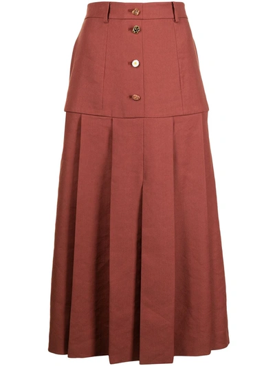 Rejina Pyo Miller Rust Linen-blend Midi Skirt