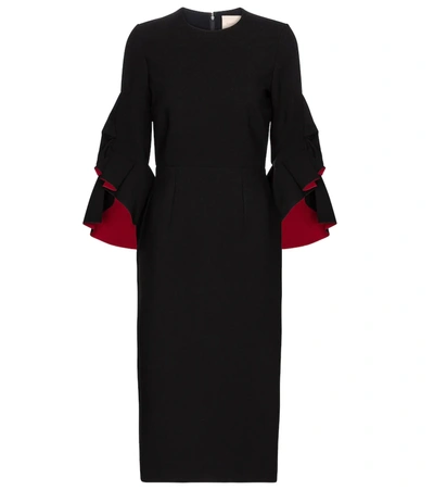 Roksanda Camellia Black Ruffle-trimmed Midi Dress