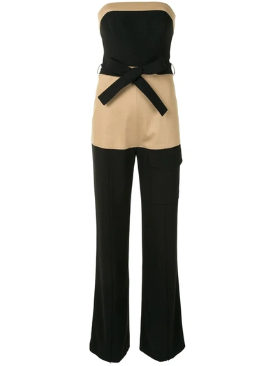 Alexis Perrin Strapless Tie-waist Jumpsuit In Black