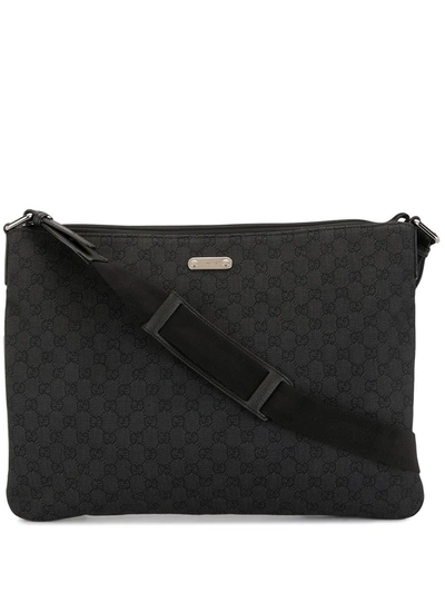 Pre-owned Gucci Shelly Gg Monogram Crossbody Bag In Black
