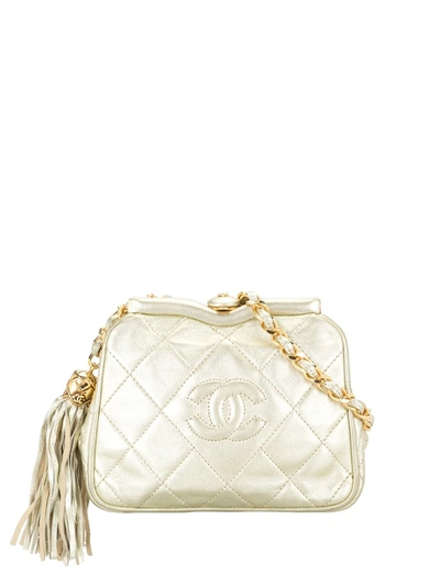 Pre-owned Chanel 1990 Diamond Quilted Cc Belt Bag In Gold