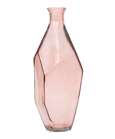 San Miguel Recycled Glass Slim Curved Origami Vase In Pink
