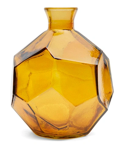 San Miguel Recycled Glass Yellow Origami Vase 18cm