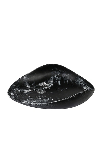 Dinosaur Designs Large Leaf Bowl In Black Marble Swirl