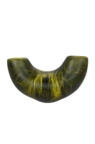 Dinosaur Designs Medium Horn Vase In Malachite Swirl
