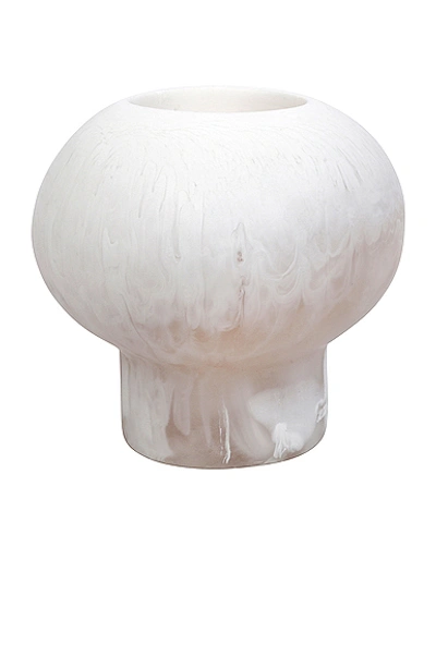 Dinosaur Designs Round Pearl Vase In Swirl White & Clear