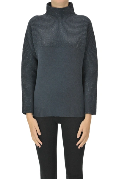 Peserico Turtleneck Pullover With Lurex In Grey