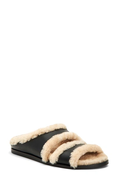 Aquatalia Women's Imina Shearling-lined Leather Slippers In Black,sand