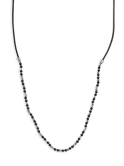 John Hardy Leather, 18k Yellow Gold, Sterling Silver & Black Onyx Bead Necklace