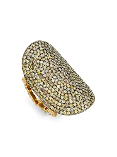 Sara Weinstock 18k Yellow Gold, Sterling Silver & Champagne Diamond Saddle Ring