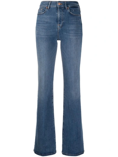 7 For All Mankind A Pocket Mid-rise Flare Jeans In Blue
