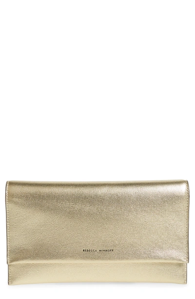 Rebecca Minkoff Textured Leather Wallet Clutch In Gold