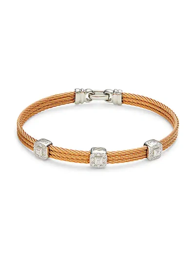 Alor 14k White Gold, Stainless Steel, & Diamond Bracelet