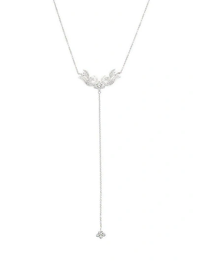 Sara Weinstock French Tulip 18k White Gold & Diamond Lariat Necklace