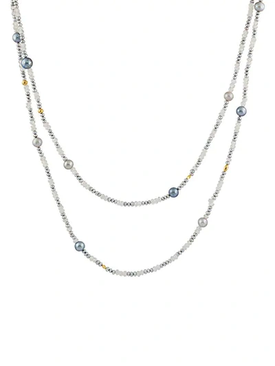 Gurhan 24k Yellow Gold, Moonstone & Round Pearl Beaded Necklace