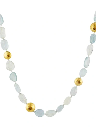 Gurhan 24k Yellow Gold & Aquamarine Bead Necklace