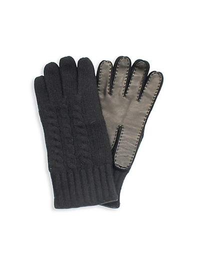 Portolano Leather-trim Cashmere Gloves