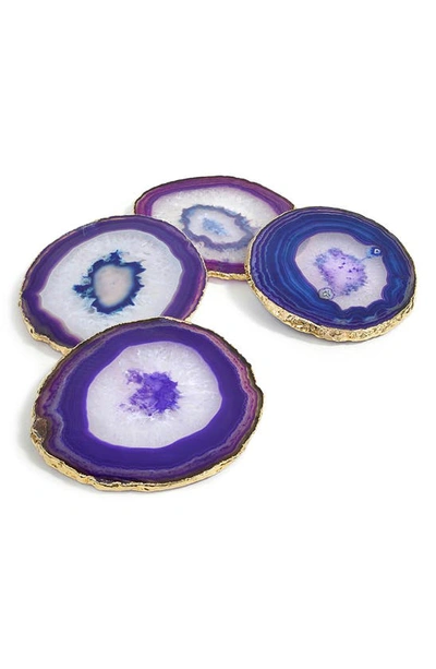 Anna New York Lumino 24k Yellow Goldplated Coasters/set Of 4 In Purple