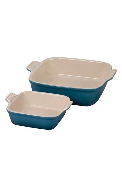 Le Creuset Heritage Square Baking Dishes, Set Of 2 In Deep Teal